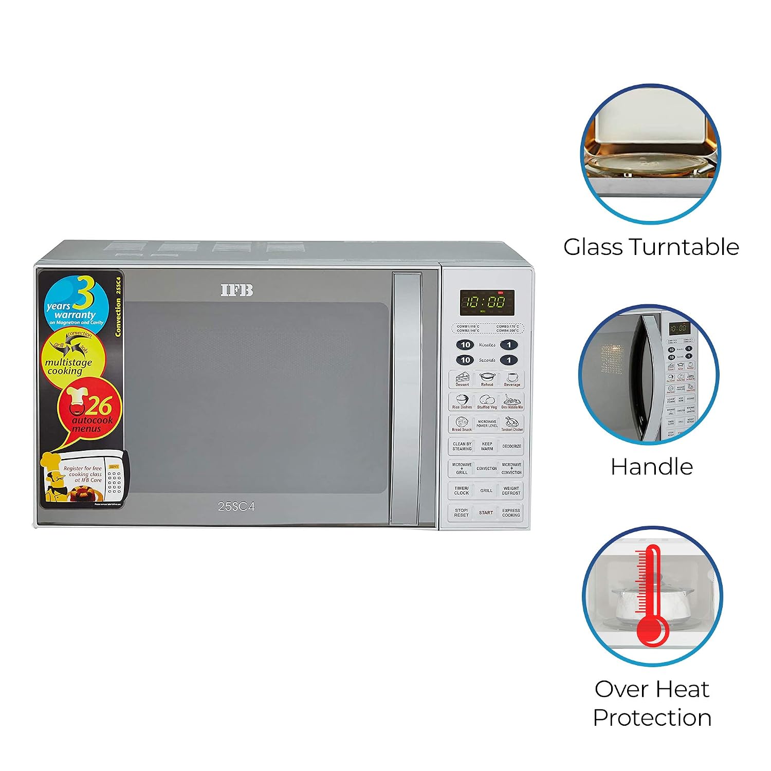 IFB 25SC4 25 L Convection Microwave Oven with Starter Kit, Metallic Silver