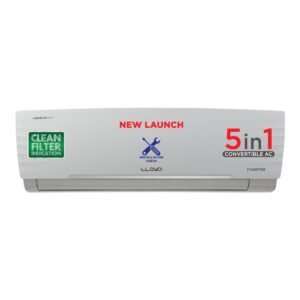 Lloyd 1.5 Ton 5 Star Inverter Split AC (5 in 1 Convertible, Anti Corrosion Coating, Copper, PM 2.5 Filter, White with Chrome Deco Strip, GLS18I5KWGGW)